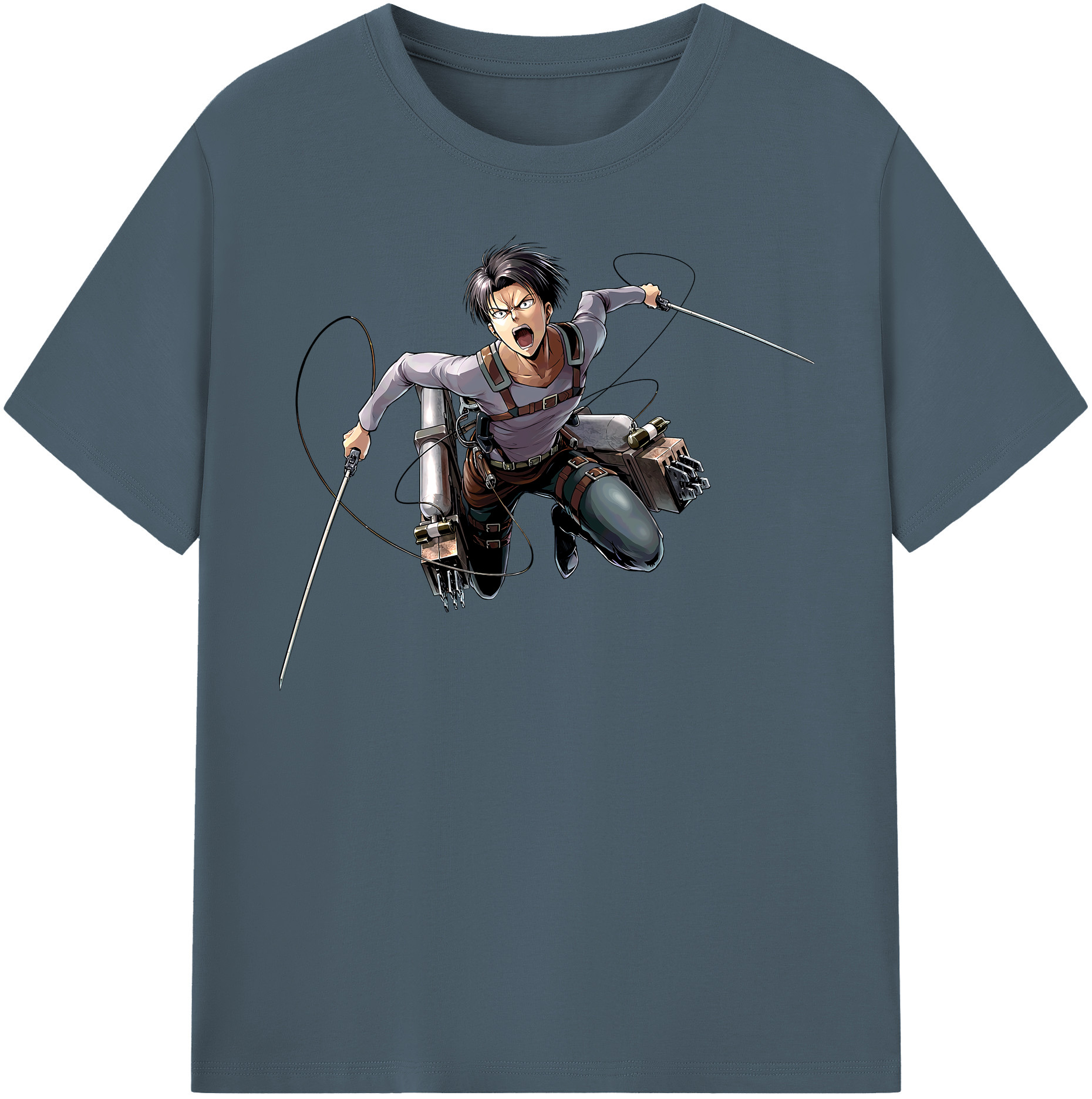 （画像用） 進撃の巨人 リヴァイ·アッカーマン Attack on Titan Levi Ackerman 綿100％半袖Tシャツ（フロントプリント）